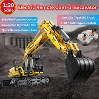1702PCS DIY Blocks Hydraulic Rod Remote Control Excavator 360 Degrees Rotate Anti-Slip Track Electric RC Car Truck Kids Gift Toy 1