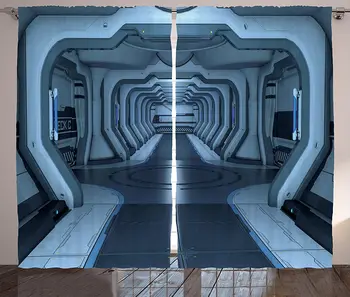 

Outer Space Curtains Inside of Space Station Control Room Passage Communication Technology Base Living Room Bedroom Window Drape