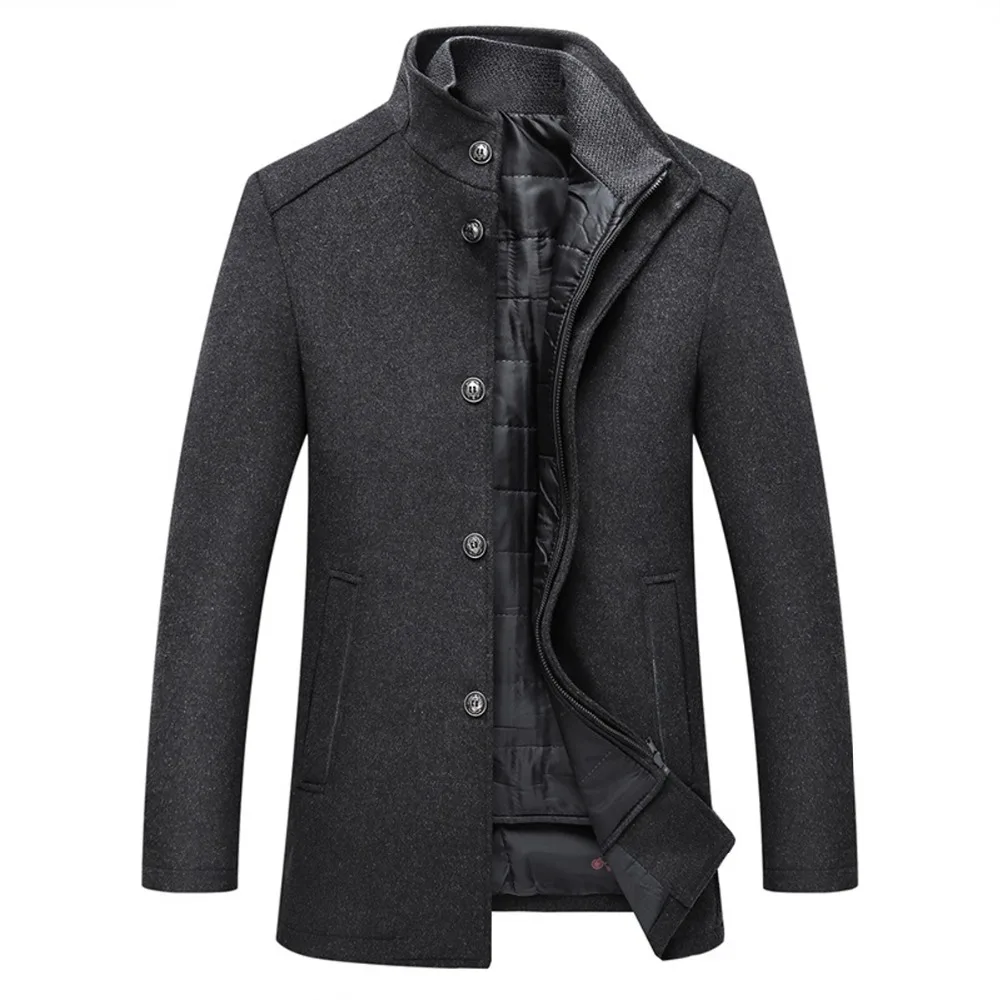 awesome Winter Warm Wool Coat Men Thick Overcoats Topcoat Mens Single Breasted Coats And Jackets With Adjus