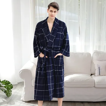 

Large Size 3XL For Sleepwear For Men&women Full Sleeve Coral Fleece Home Dressing Gown V-neck Kimono Bathrobe Gown Nightgown