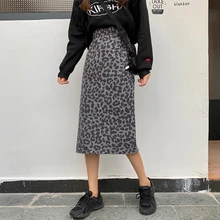Сексуальные женские юбки леопарда с высокой талией, s, повседневные осенние зимние офисные женские корейские замшевые юбки-карандаш для женщин, Jupe Femme Faldas