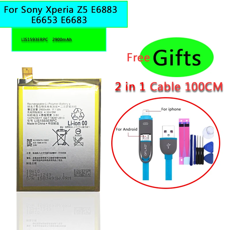 

YKaiserin Replacement Mobile Phone Battery LIS1593ERPC Fit For Sony Xperia Z5 E6883 E6653 E6683 2900mAh Polymer Li-ion Battery