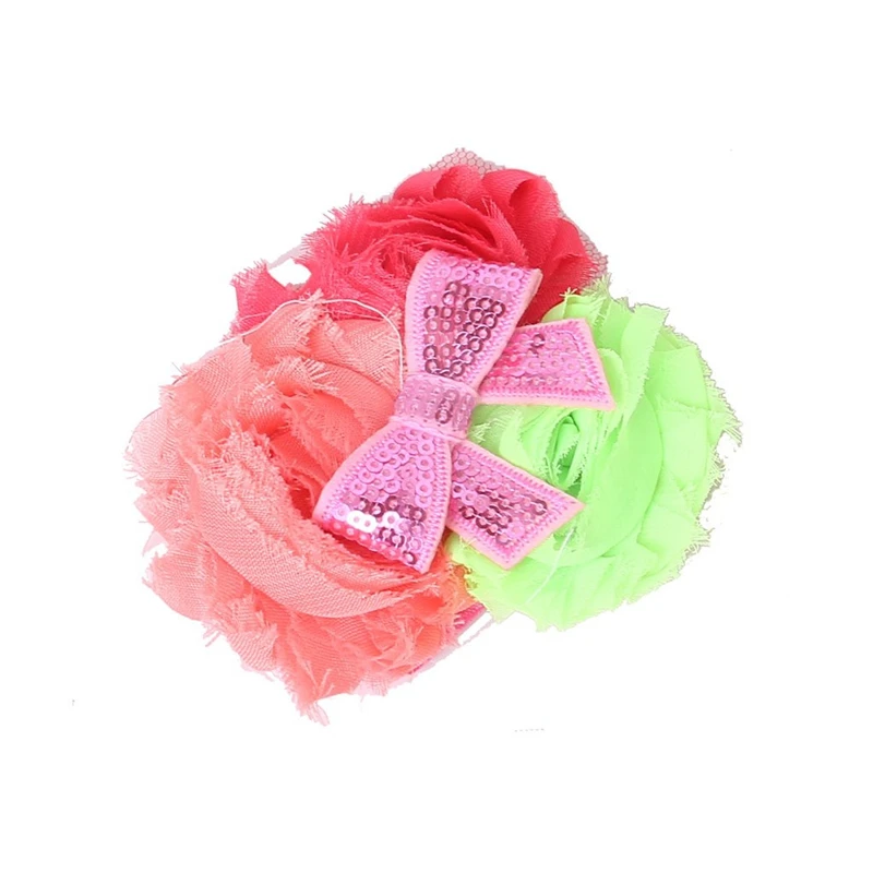 

Baby Soft Headband with Chiffon Flower Red Pink Green