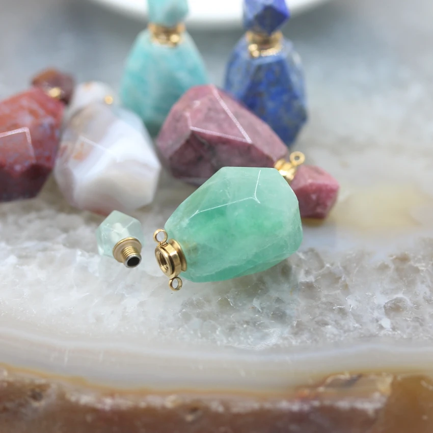 Cut Agates Jaspers Lapis флюорит эфирное масло диффузор флакон подвески, драгоценные камни камень флакон духов ожерелье талисманы женские ювелирные изделия