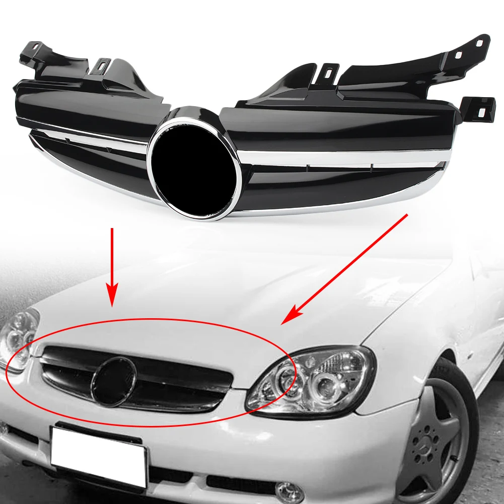 Хромированная Черная передняя решетка автомобиля 2 Pin сетка гриль для Mercedes Benz SLK