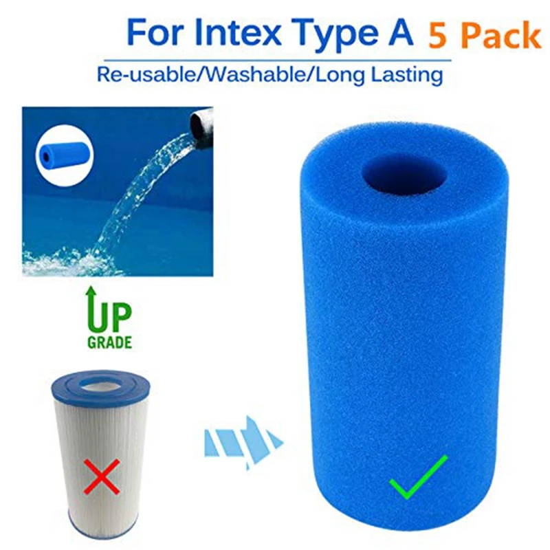Поролоновый фильтр для плавательного бассейна, для Intex типа a многоразовый моющийся фильтр для горячей ванны фильтр для бассейна Поролоновый картридж(5-Pack