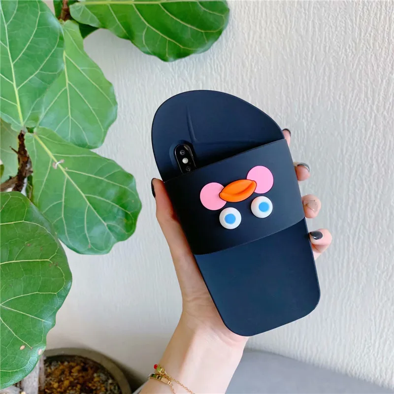 3D Leuke/домашние тапочки с рисунком из мультфильма Brother Gele Eend, Telefoon Gevallen Voor Iphone6 6s 7 8 Plus X XR XS MAX, SiliconenCover