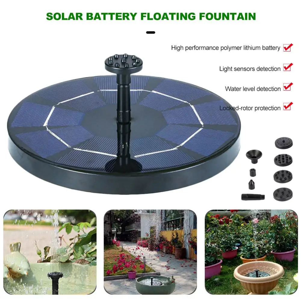 

6 Kinds of Water Spray Dual-purpose Fountain Solar Fountain Outdoor Landscape Decoration Fountain Home Garden Decoration