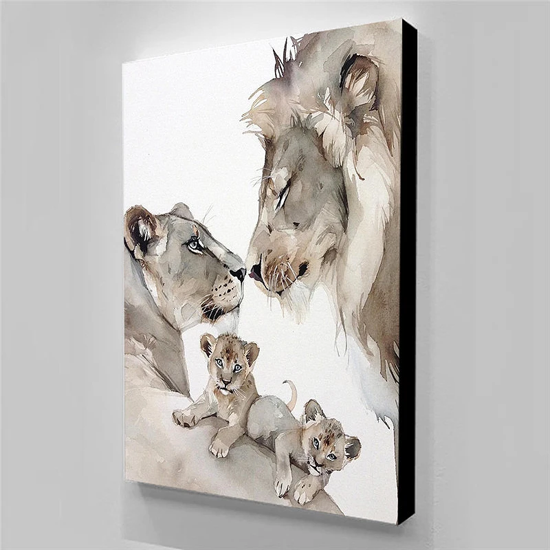

Africa Lion Family Canvas Painting Animal Abstract Art Posters and Prints Wall Art Pictures for Living Room Cuadros Home Decor