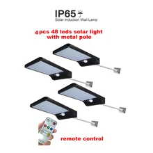 2/4pcs Solar-Powered 48 LEDs Solar Light Waterproof Remote Control LED Garden Solar Lamp 5 mode Body induction Wall Light securi