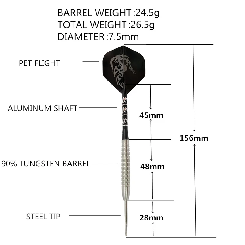 3 шт. 26,5g профессиональная портативная рация наборы для Дартс Сталь Наконечник 90% Вольфрам баррель Алюминий вал ПЭТ полета тренировочный Дротика