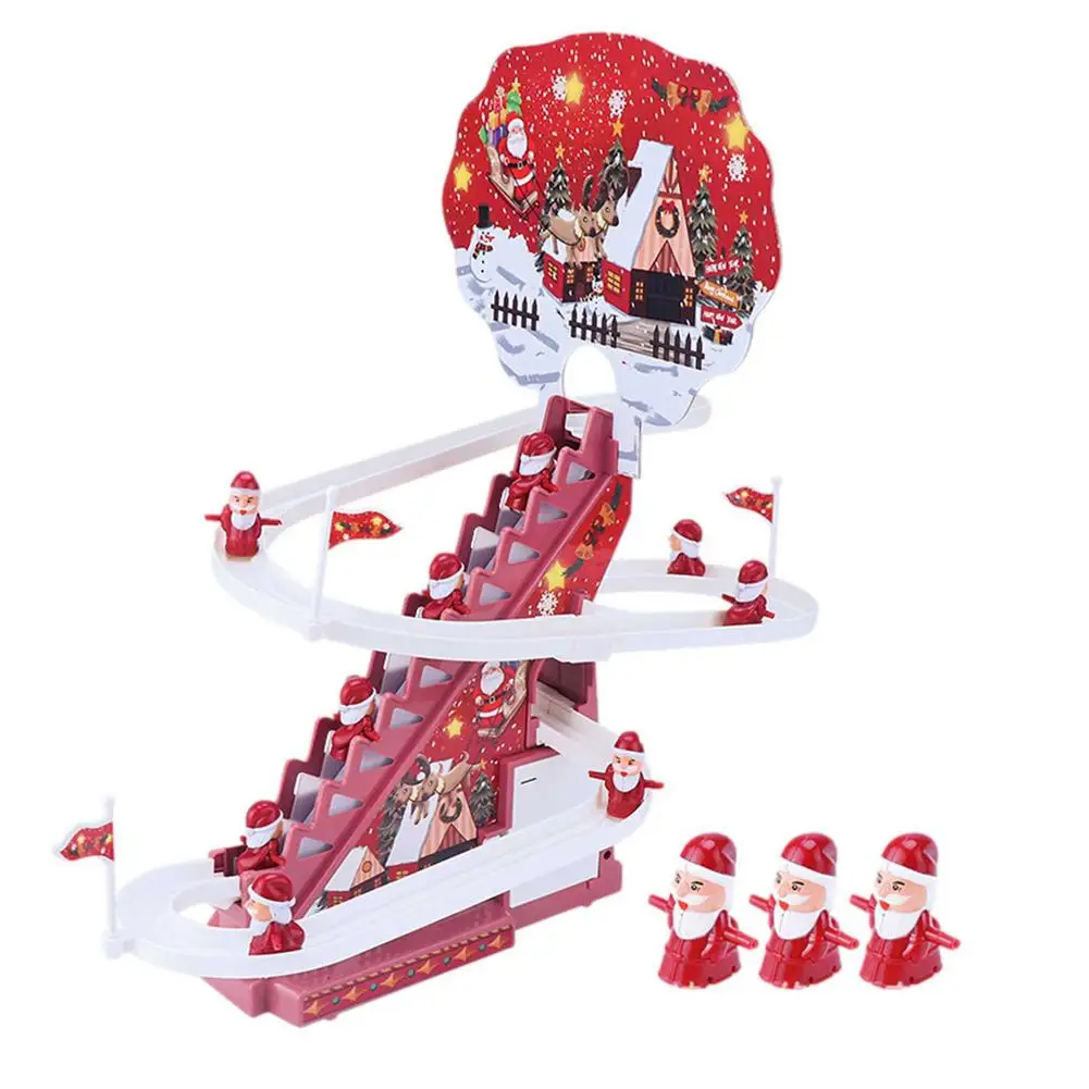 Xmas Santa Climb Stairs Sliding Track Puzzle Electric Track Toy with Music Gifts 
