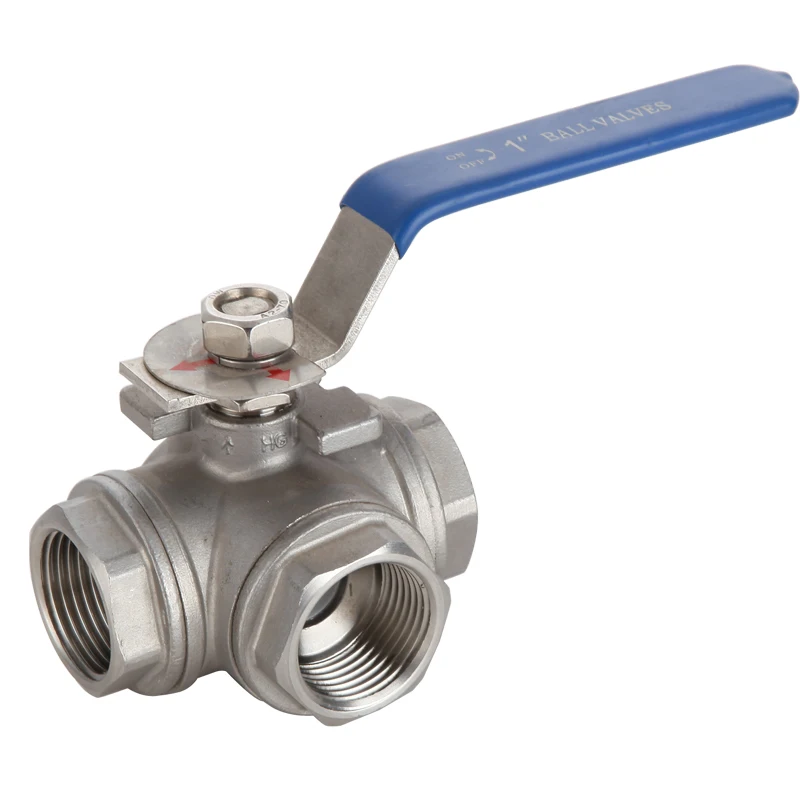 

1/4" 3/8" 1/2" 3/4" 1" BSP Female Thread 304 Stainless Steel Three 3 Way T-Type Ball Valve For Water Oil Gas