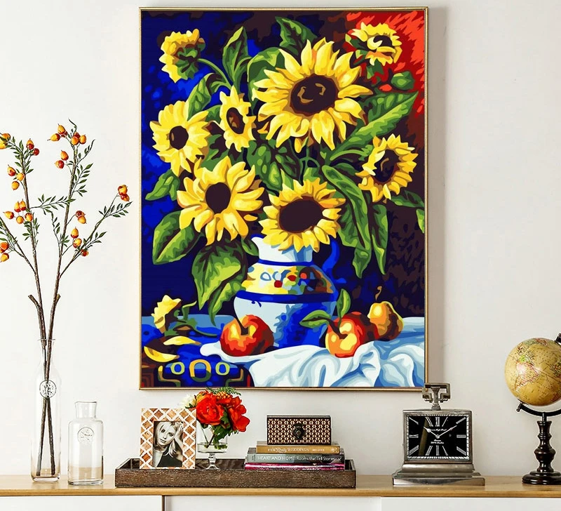 sunflower Балала "сделай сам" растения зеленого цвета с рисунком "Подсолнух" картина по номерам Wall Art Плакаты картинки для Декор в гостиную без рамы холст Nordic - Цвет: sunflower