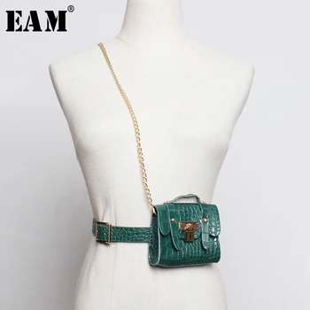 

[EAM] Pu Leather Multicolor Mini-bag Chain Split Long Belt Personality Women New Fashion Tide All-match Spring 2020 1N456