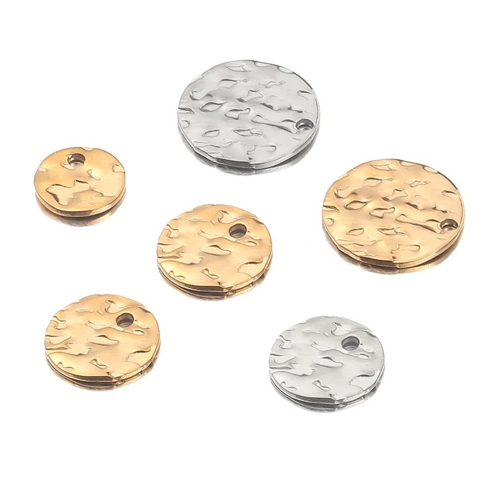 

10Pcs/Lot Stainless Steel Trinkets Stamping Round Hammered Disc Earrings Charms Coin Beads Tags For Diy Jewelry Bracelet Making
