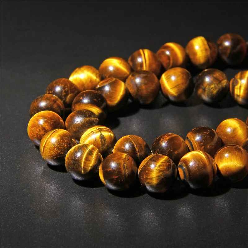 4 to 14mm Round Brown Natural Tiger's Eye Beads Chokers NECKLACE  for Women 17" 