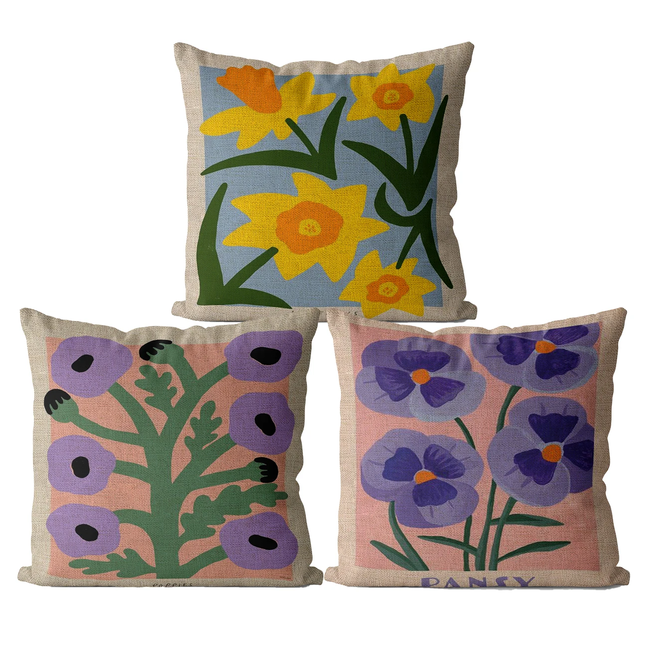 

Colorful Flower Printing Cute Linen Pillowcase Kawaii Home Decoration Square Pillow Suite room Decoration Cushion Cover
