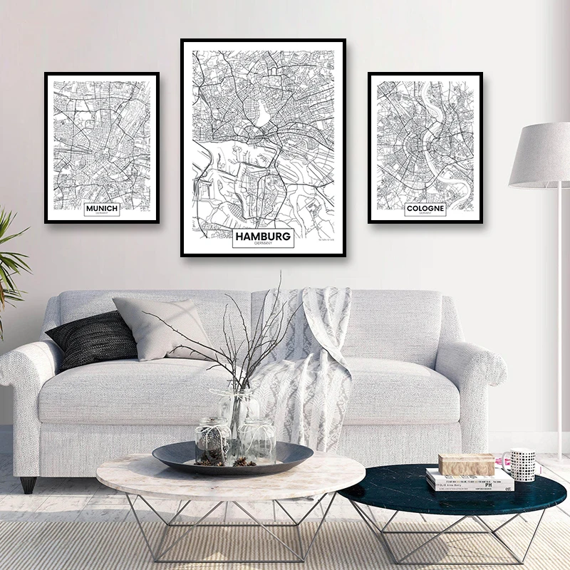 Global Map More Famous City Foreign Pictures Canvas Painting Wall Art Print Poster Decorative Nordic Home Decoration | Дом и сад