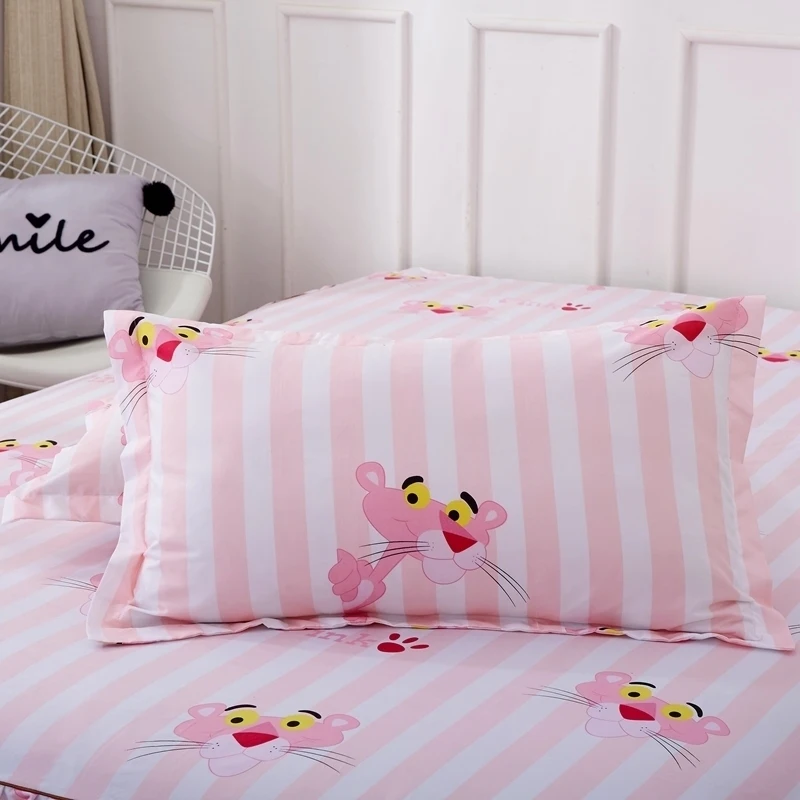 Распродажа мультфильм Розовая пантера узор нескользящий Комплект постельного белья кровать юбка наволочка 3 шт. подходит для взрослых
