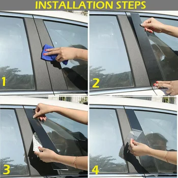 

For Mazda 6 2004-2015 Window Pillar Trim Replacement Exterior Cover 6Pcs
