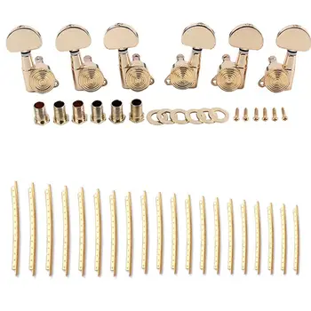

HOT-20Pcs/ Set Classical Acoustic Guitar Fret Wire Copper with 6 Pcs Gold Locked String Tuning Pegs Key Tuners Machine Heads