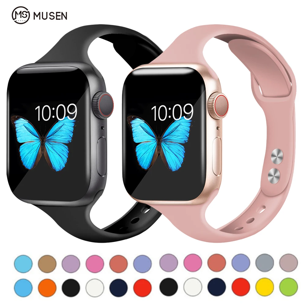 Силиконовый ремешок для Apple watch band 4 5 44 мм 40 iwatch correa 42 38 наручный Браслет 3 2 1