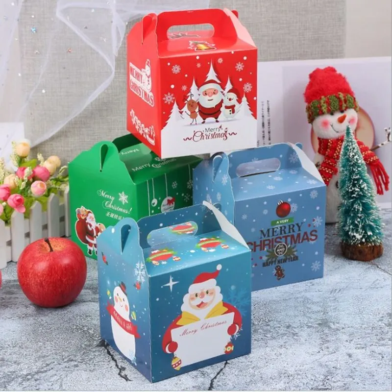 Рождественская коробка для яблок 12x12x12 см четыре цвета для Счастливого Рождества коробка для конфет Новая мода Средний размер положить подарки премиум портативный стиль