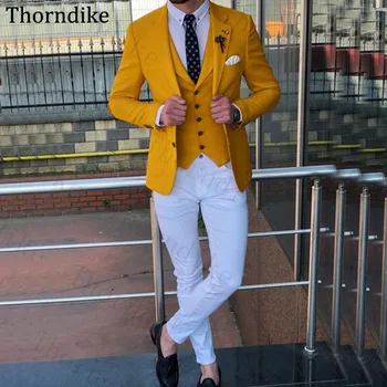 

Thorndike Custom Made 3 Pcs Men Suits Notched Lapel Solid Wedding Wear Suit Men Casual Elegant Slim Groom Tuxedos Suits Set 2020