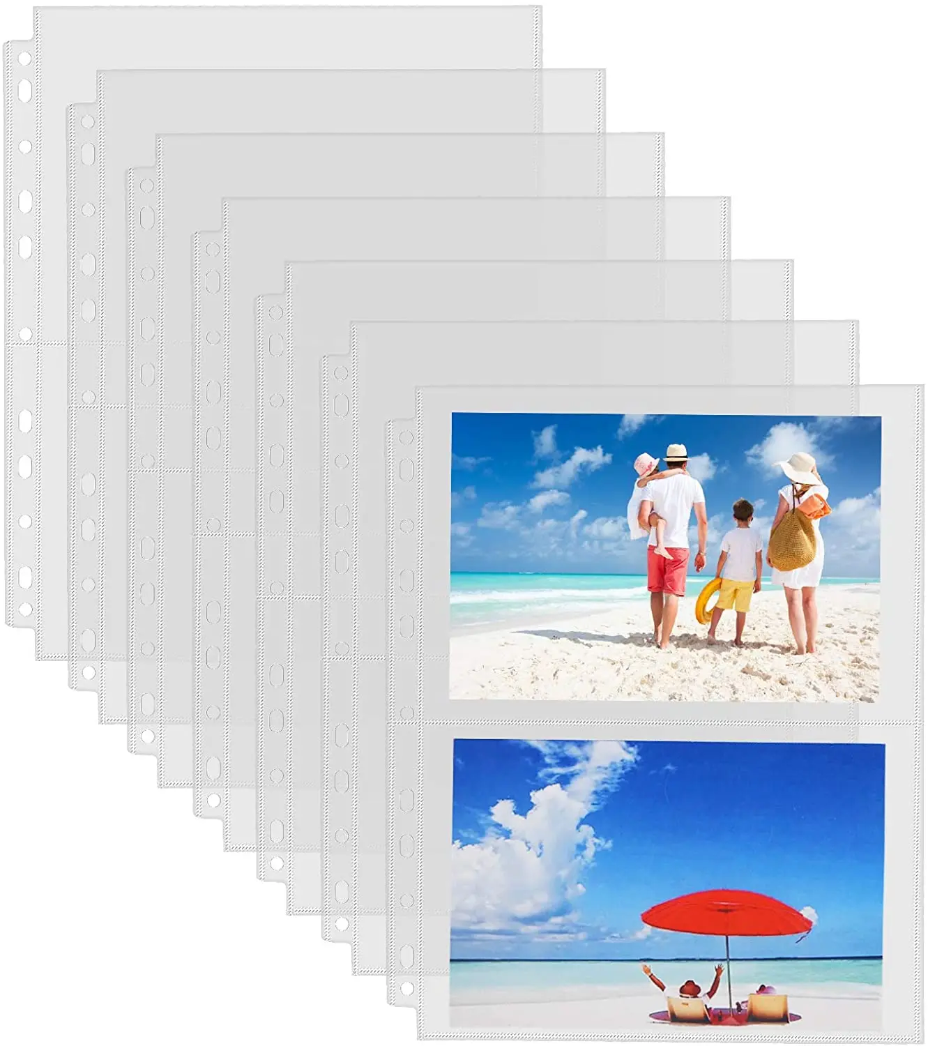 10 PCS Clear Photos or Postcards Page Protectors Plastic Photo Holder Sleeves for 3 Ring Binder Two 5'' x 7'' Pockets Per |