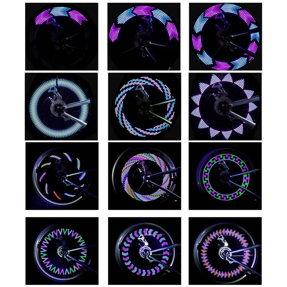 14 LED Bicycle Wheel Signal Tire Spoke Light Colorful 30 Changes Bike Motorcycle Safety Night Cycling Lights Accessories BC0048 (12)