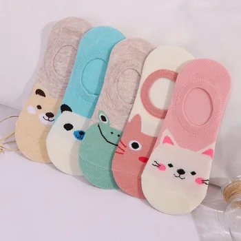

5 Pairs Cute Harajuku Socks Women Cartoon Print Animal Panda Frog Cat Pattern Meias Cotton Socks For Women Summer Female