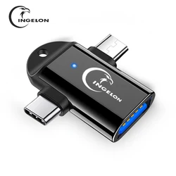 Adaptateur USB 3.0 femelle vers Micro USB et Type C mâle 2 en 1 pour disque dur de tablette, téléphone portable, souris, clavier externe 