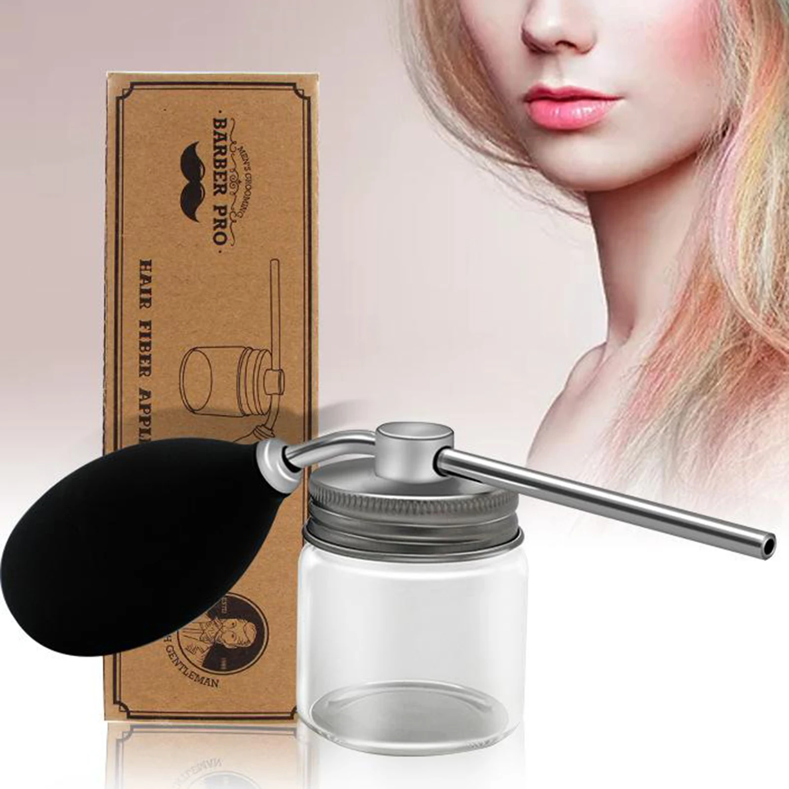Powder Spray Bottle, Refillable Hair Fiber Applicator Talc Powder Blower Puffer for Hair Salon or Home Use