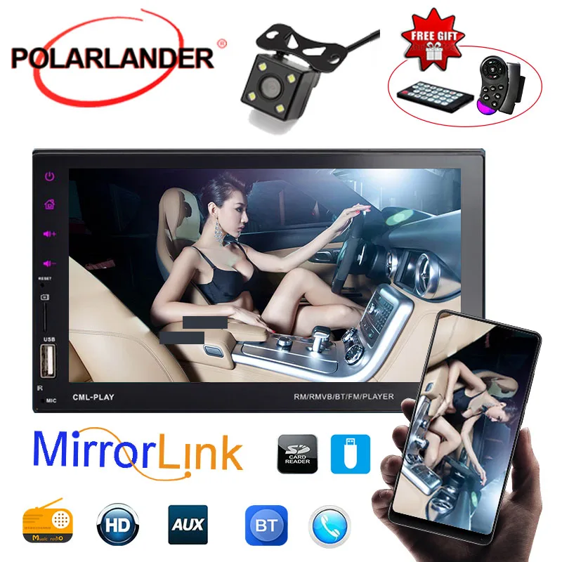 Автомагнитола Mirror Link 2DIN 7 дюймов сенсорный экран Bluetooth FM/TF/USB | Автомобили и