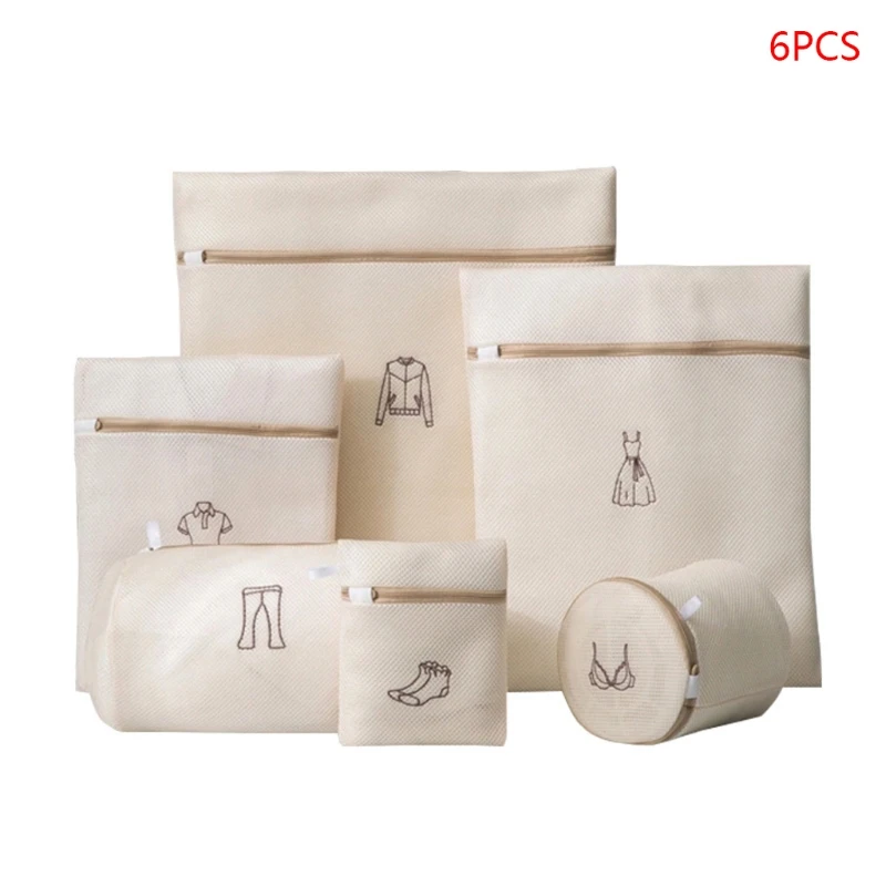 

6pcs Laundry Bags Double Layers Thickened Washing Bag Travel Storage Organizer X4YE