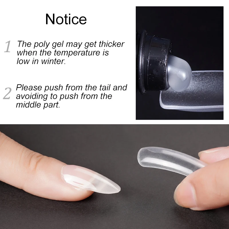 15ml Poly Nail Gel Quick Extensions Builder Extend Nail Art Acrylic Gel Varnish LED/UV Clear White Finger Form Manicure Tool