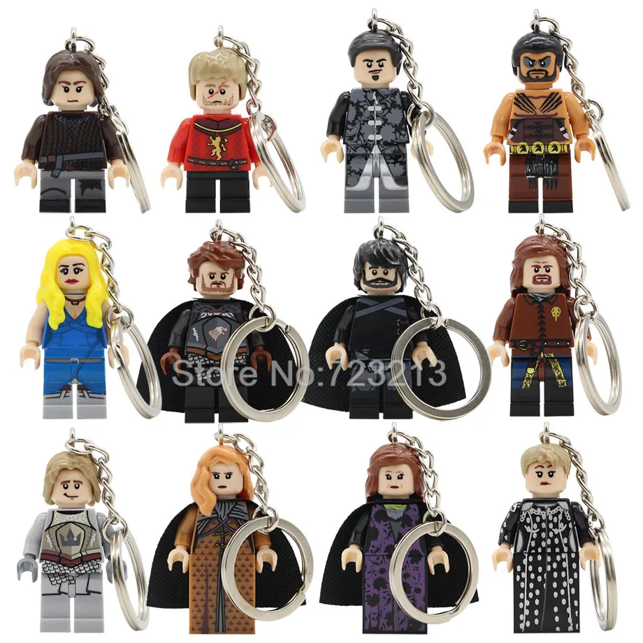 

Game of Thrones Figure Keychain Jon Snow Cersei Tyrion Lannister Arya Daenerys Khal Drogo Key Ring Building Blocks Toys Legoing