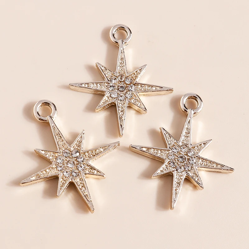 10 Stück 27 x 20 mm glänzende Kristall-Stern-Charms für Ohrringe, Armbänder, Zubehör, Anhänger, Halskette, Schlüsselanhänger, DIY-Schmuckherstellung – Detail 3