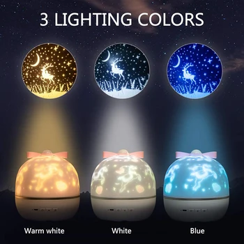 

Projector Night Light With 6 Sets of Film Chargeable Starry Sky Rotate LED Remote Control Lamp Colorful Flashing Star Kids Baby