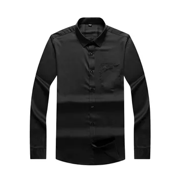 

Long Sleeve Shirt Male Plus Fat plus Size Autumn Extra Large Fat Solid Color Backing Shirt Business Leisure Shirt Male Fat