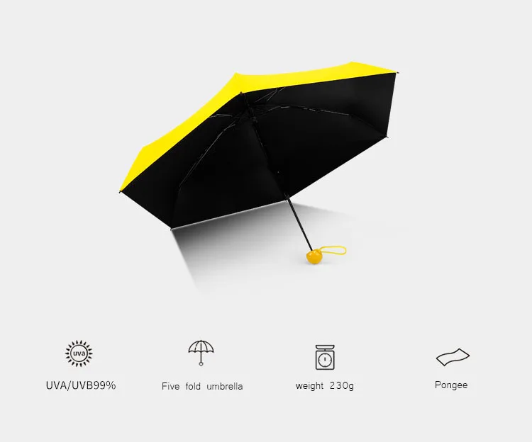 Капсула Мини карманный прозрачный солнцезащитный зонтик дождь Женский 5 складной ветрозащитный Анти-УФ Зонты милый компактный зонтик дропшиппинг