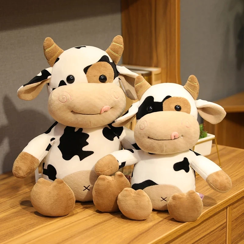 1pc 30-65CM Cute Cattle Plush Toy Stuffed Kawaii Milk Cow Soft Animals Doll Pillow For Kids Girls Nice Birthday Wedding Gifts