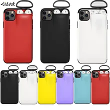 Силиконовый чехол для телефона 2 в 1 коробка для хранения наушников iPhone 11 Pro XS MAX чехол для телефона подходит для AirPods коробка для хранения