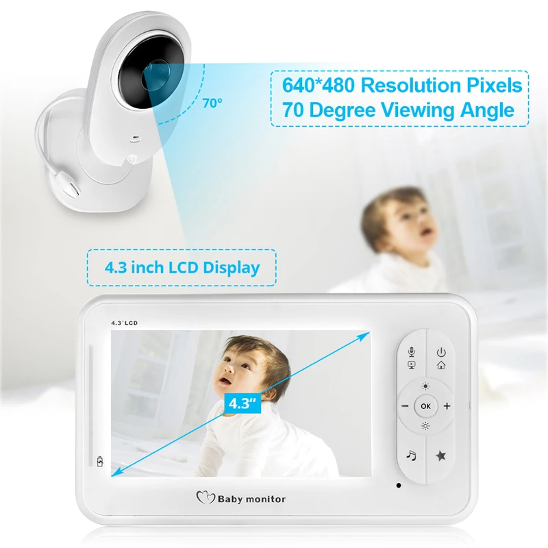  4.3 inch Video Baby Monitor with Camera Two-way Audio Nanny Baby Security Camera Babyphone Night Vi