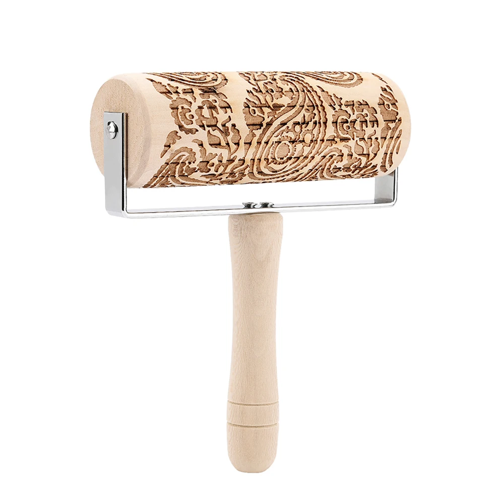 New Christmas Snowflake Wooden Rolling Pin Embossing Baking Cookies Biscuit Rolling Pin Fondant Cake Dough Patterned Roller