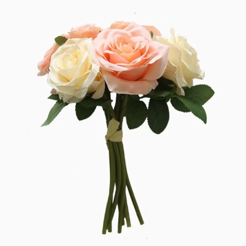 Rose Artificial Flowers Bouquet 5 Heads 3 Buds Silk Fake Flowers Home Party Wedding Decoration Bouquets flores artificiales