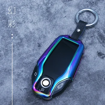 

Zinc Alloy Metal Car LCD Key Case Remote Cover Key Chain Keychain Holder Pouch Bag For BMW 5 7 Series 2018 530Li 730i