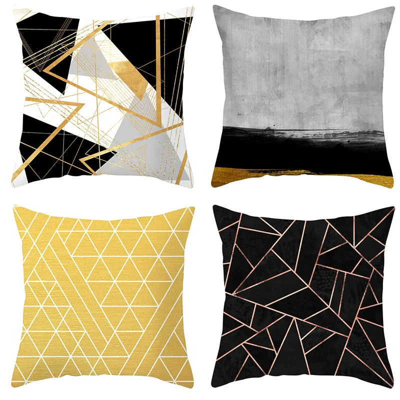 4pcs Geometry Black And White Pillow Cover Home Sofa Back Cushion Pillow Cover Home Sofa Back Cushion