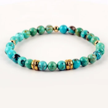 

Geniue Turquoises Women Bracelet 100% Natural Gold turquoises 6mm Beaded Bracelets Handmade Boho Bracelet healing stone dropship